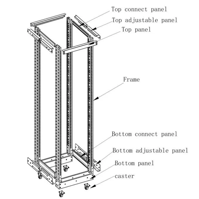 NETPRO 19" Open Rack Cabinet 32U with Adjustable Depth 600-1000mm NP-OR-32U60100 (not assembled) — image 7