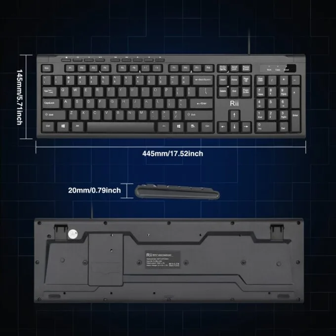 Rii Keyboard Wired Ultra-Slim Silent Full Sized RK907 — image 7
