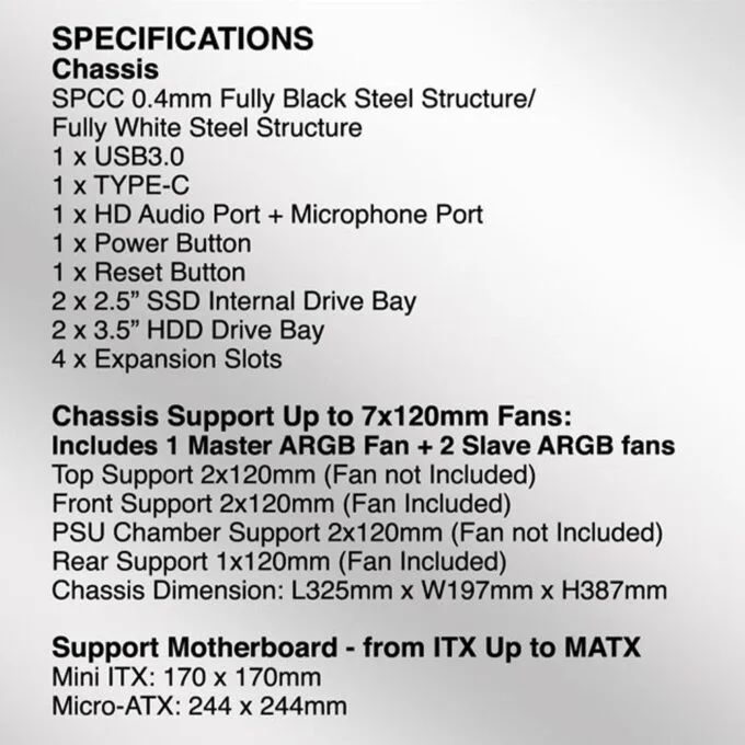 Armaggeddon Gaming Case M-ATX DEEPFREEZE DUPLEX 2 Black 3x ARGB Fans — image 7