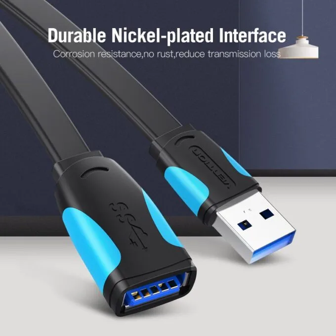 Vention IT Cable USB-A 3.0 M-F Extension Flat 2.0m Black VAS-A13-B200 — image 7