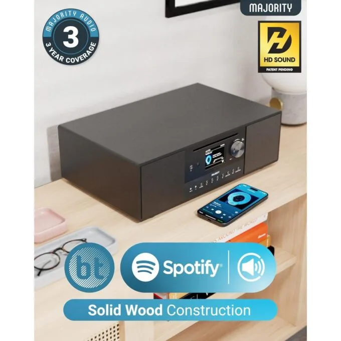 Majority QUADRIGA 2.1 Mini HiFi 120W with 6'' Subwoofer, CD Player, Internet Radio, Bluetooth, USB — image 3