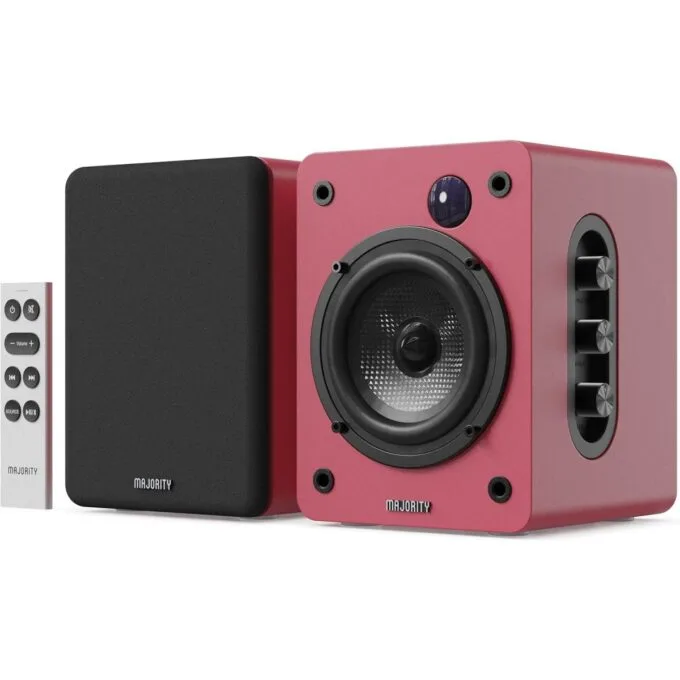 Majority Speakers Active D50X 60W 2.0 BT/USB/Optical/HDMI ARC Maroon (pair) — image 1