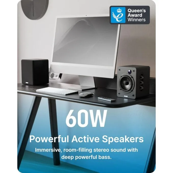 Majority Speakers Active D50X 60W 2.0 BT/USB/Optical/HDMI ARC Black (pair) — image 4