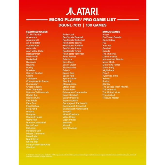 My Arcade MICRO PLAYER PRO ATARI (100 GAMES IN 1) — image 7