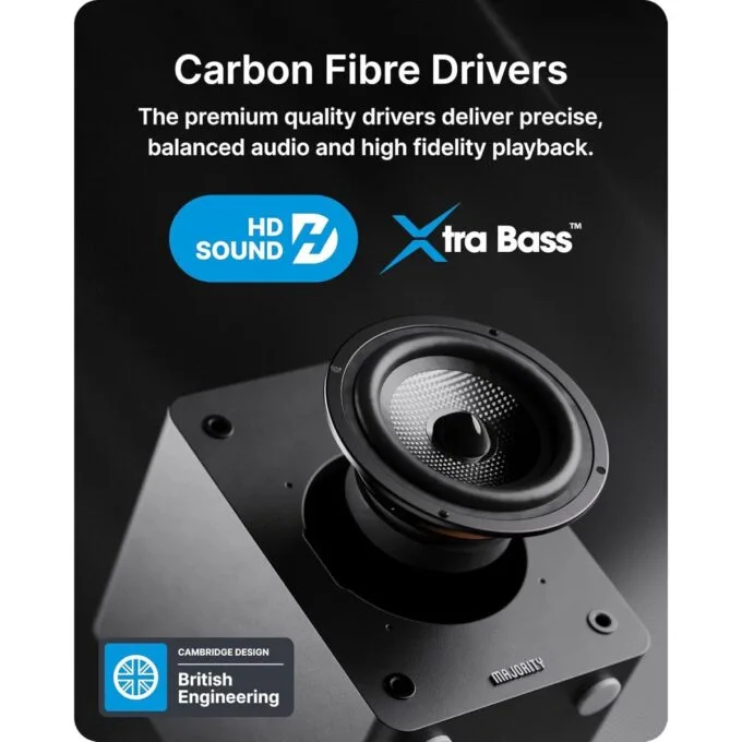 Majority Speakers Active D50X 60W 2.0 BT/USB/Optical/HDMI ARC Black (pair) — image 3