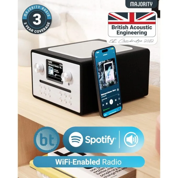 Majority Radio HOMERTON 2 FM,CD Player,BT,Spotify,USB Black — image 3