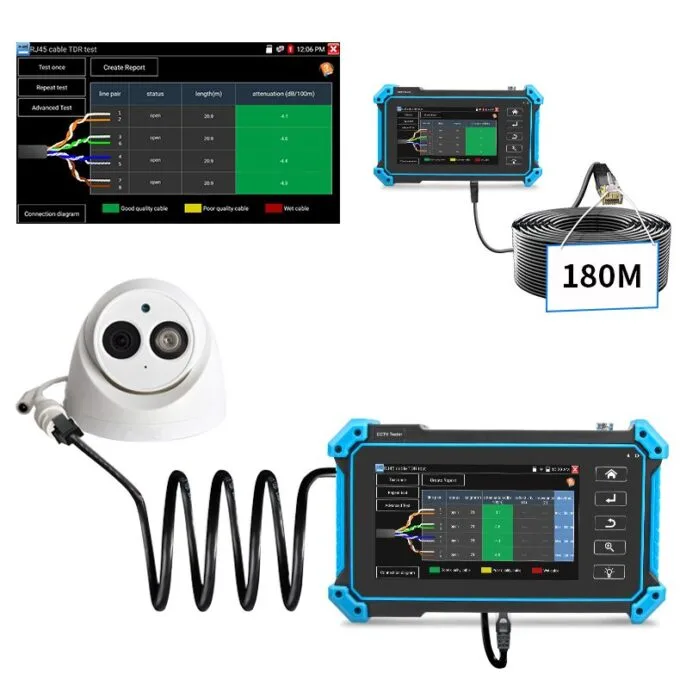 Noyafa CCTV & Network Tester with 5.4'' IPS Touchscreen, 4K Video Support, PoE Output & Cable Testing NF-IPC715 — image 7