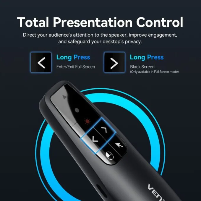 Vention Wireless Presenter Red Laser Pointer & Air Mouse Rechargeable KQPB0 — image 8
