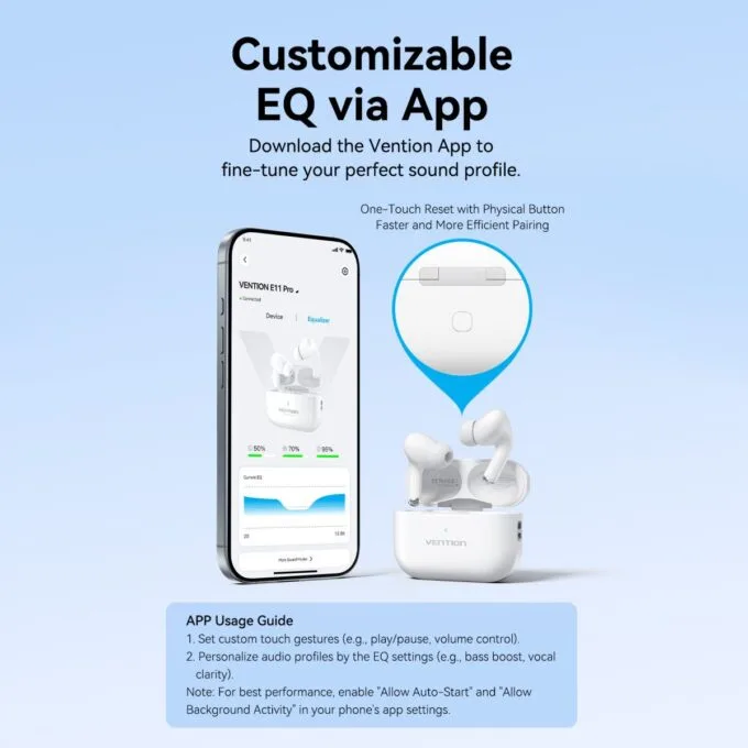 Vention Earphones BT TWS InEar ANC +Wireless Charging ECHO LITE E11 Pro White NBVW0-Pro — image 8