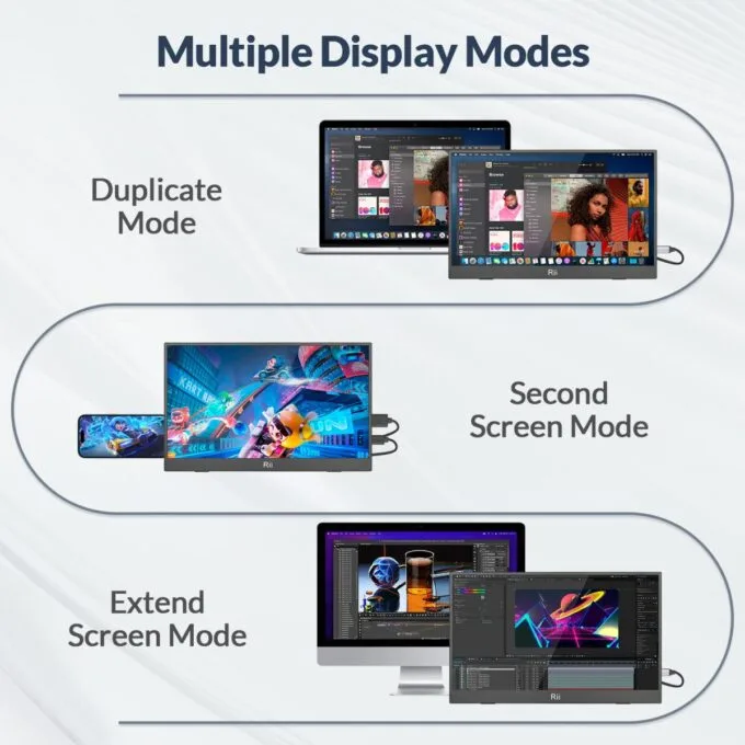 Rii Monitor Portable 15.6" Full-HD with USB-C/HDMI & Case/Stand RS100 — image 8
