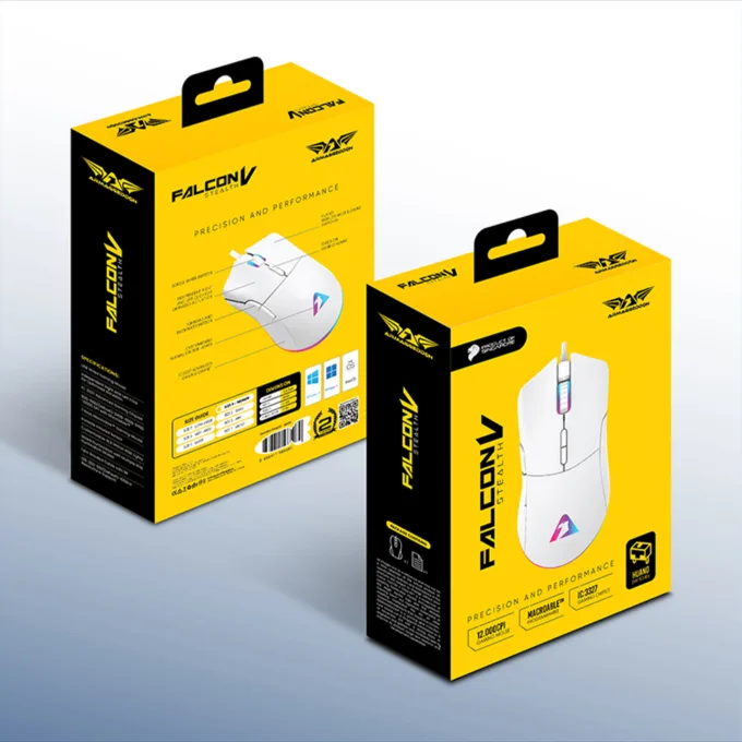 Armaggeddon Gaming Mouse Wired 12000CPI Silent , HUANO Switches FALCON V STEALTH White — image 8