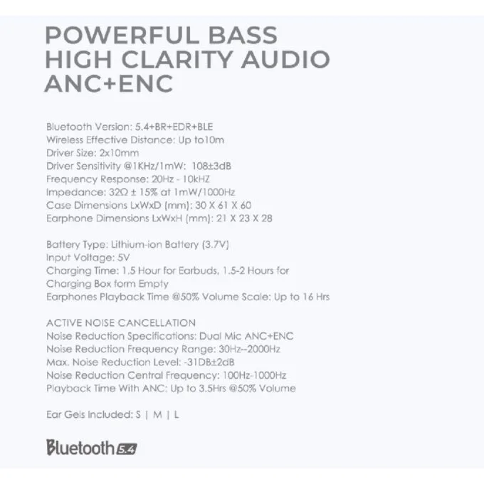 SonicGear Earphones Bluetooth ANC+Display EarPump Jewel Q3 Black — image 8