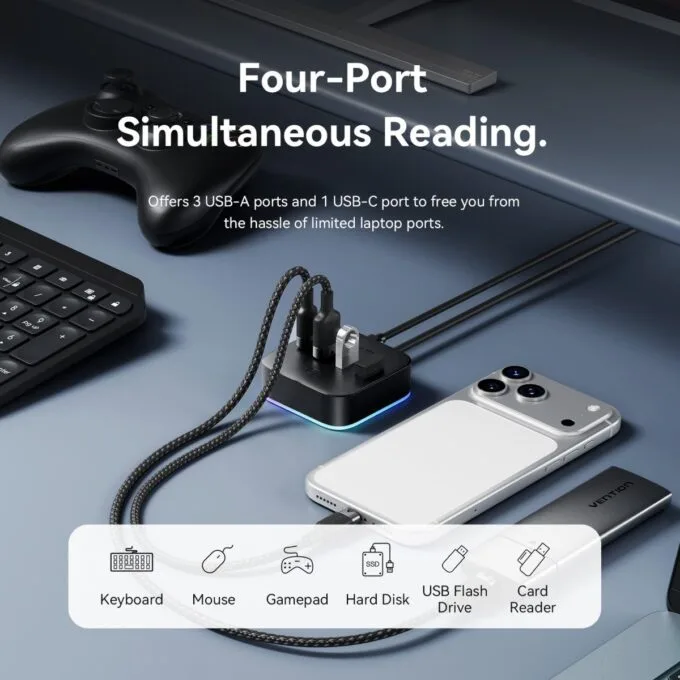Vention IT HUB USB-A 3.0 3xA 1xC Desktop 0.5m Black CHZBD — image 8