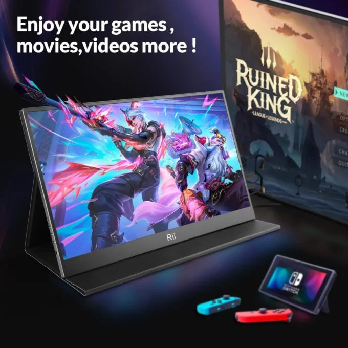 Rii Monitor Portable 15.6" Full-HD with USB-C/HDMI & Case/Stand RS100 — image 9