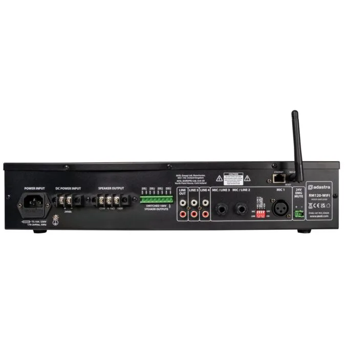 Adastra RM120-WIFI 120W Amplifier 100V with 4 Zones FM/USB/BT/WiFi 953.234UK — image 2