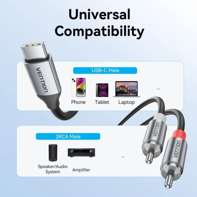 Vention AUDIO CONVERTER USB-C to 2RCA Male Cable 2.0m BIKHH — image 9