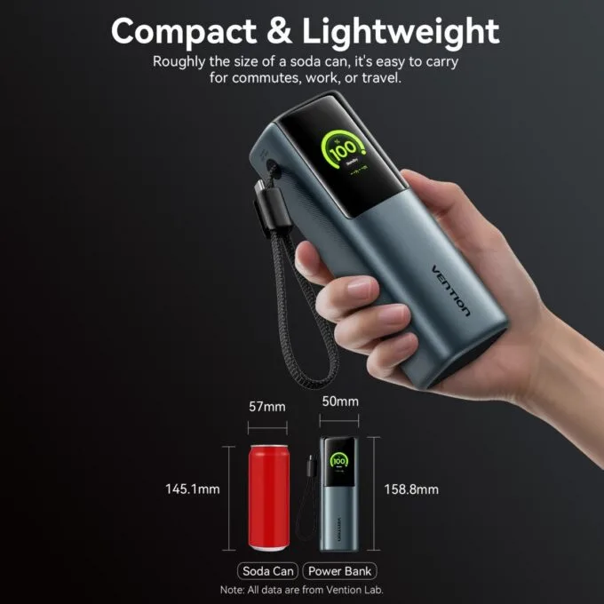 Vention Powerbank 20000mAh 165W 3xUSBC+USBA TFT Display +100W Cable FKFH0 — image 9