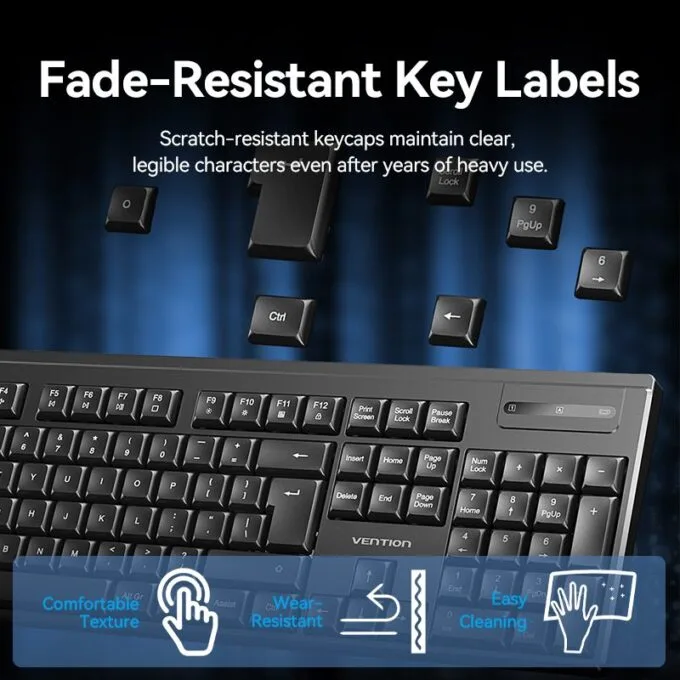 Vention Keyboard and Mouse Combo Wireless Silent Slim Full Size KTZB0-EN — image 13