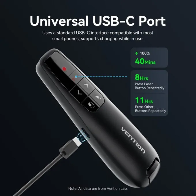 Vention Wireless Presenter Red Laser Pointer & Air Mouse Rechargeable KQPB0 — image 9