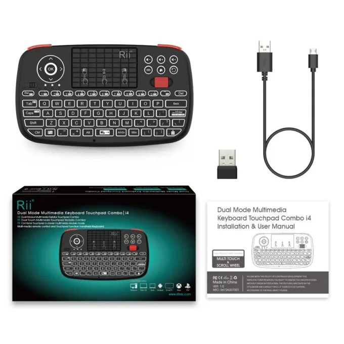 Rii Mini Keyboard Wireless 2.4GHz & Bluetooth with Touchpad, Scrollwheel, Media & L/R Keys i4 — image 6