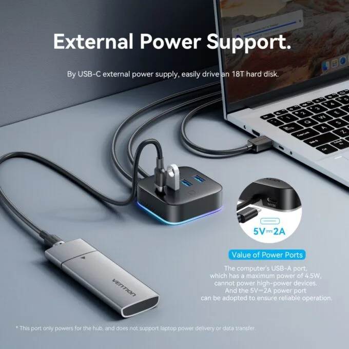 Vention IT HUB USB-A 3.0 3xA 1xC Desktop 0.5m Black CHZBD — image 9