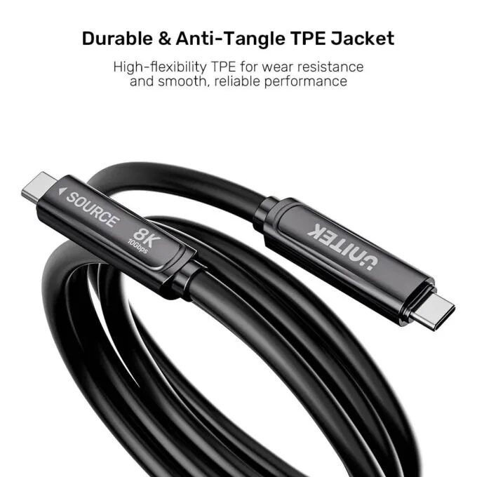Unitek UC USB-C Fiber Optic 8K Cable 10Gbps 60W PD 15.0m C14178A-15M — image 9