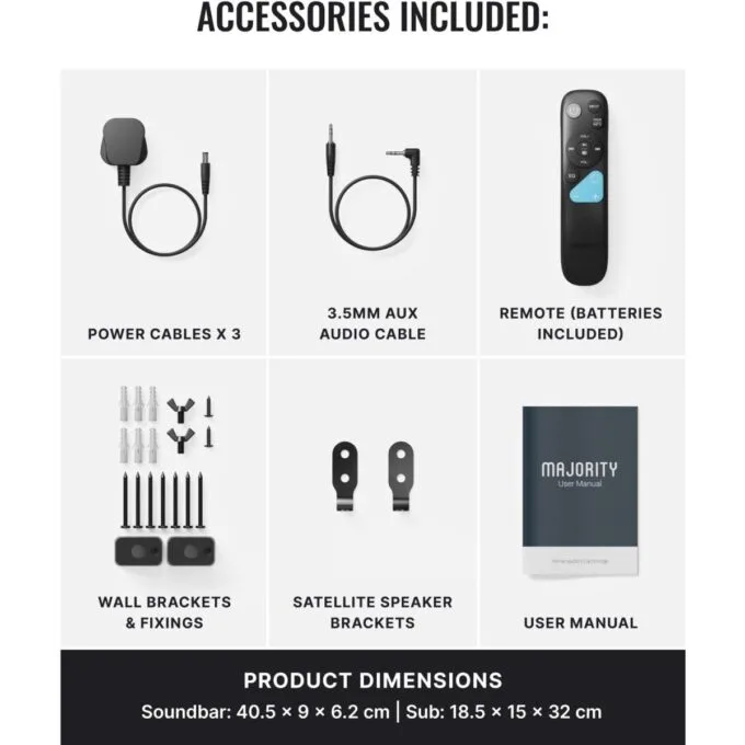 Majority Soundbar BOWFELL HALO ATMOS 5.1 300W Wireless Sub & 2 Wireless Speakers — image 9