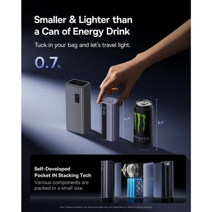 Baseus Powerbank 100W 10000mAh EnerGeek GR11 with Retractable Cable Grey — image 3
