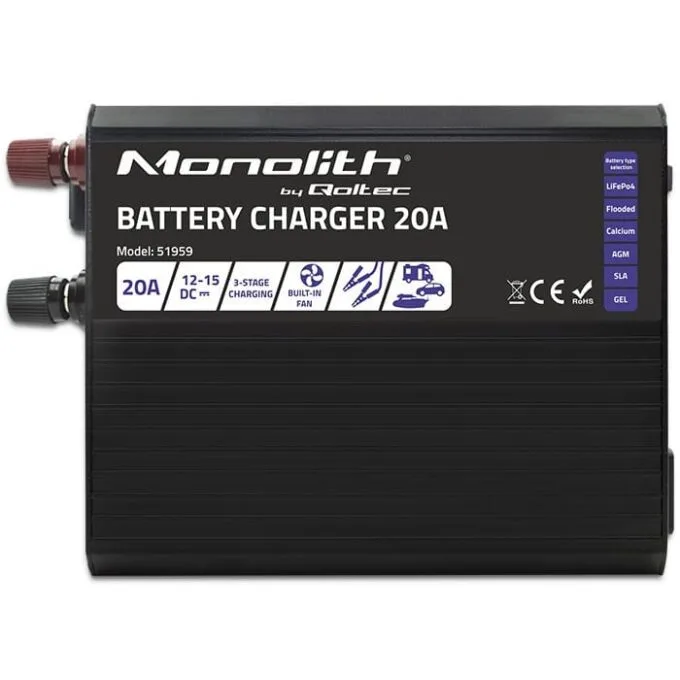 Qoltec Smart Monolith charger for LiFePO4 AGM GEL SLA batteries | 20A | 12V — image 10