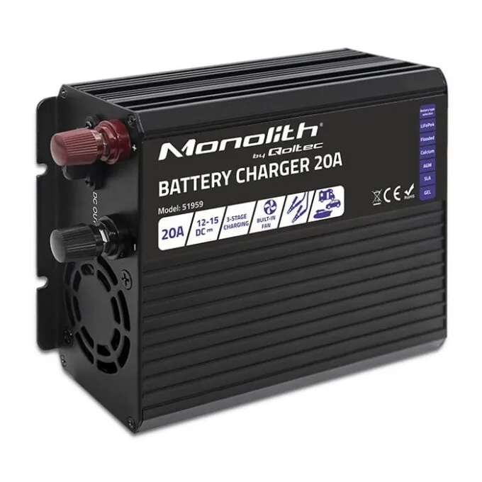 Qoltec Smart Monolith charger for LiFePO4 AGM GEL SLA batteries | 20A | 12V — image 11