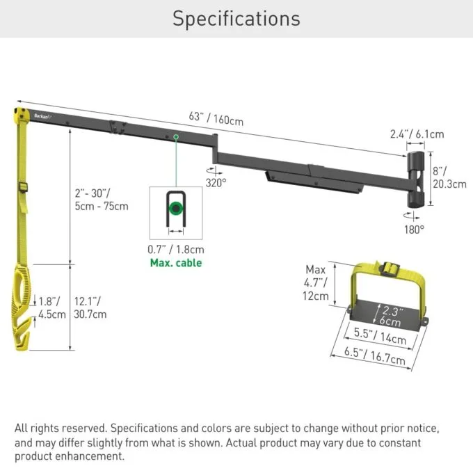 Barkan EV160WM2 wall boom for EV car charger cable 160cm single shoulder — image 4
