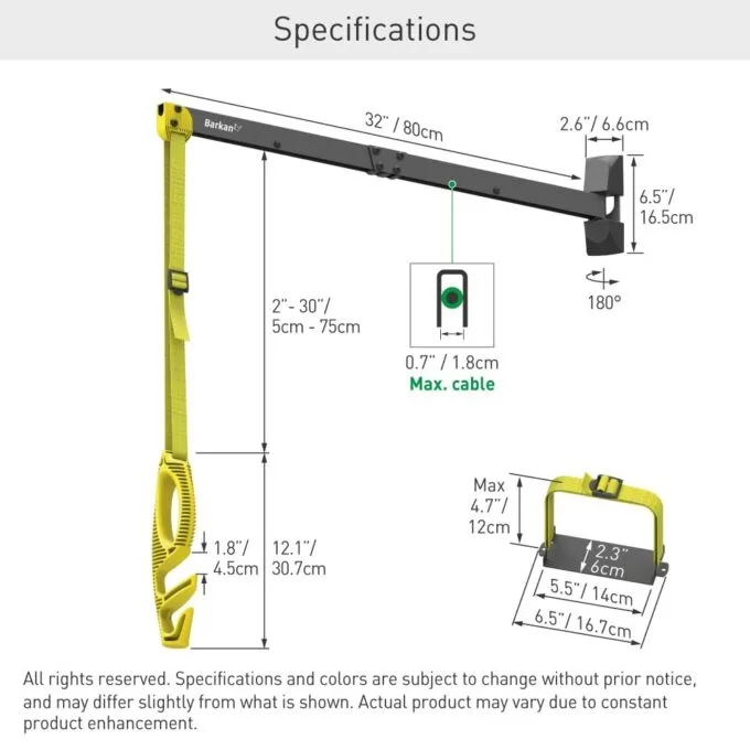 Barkan EV80WM ścienny wysięgnik do kabla ładowarki samochodowej EV 80cm — image 3