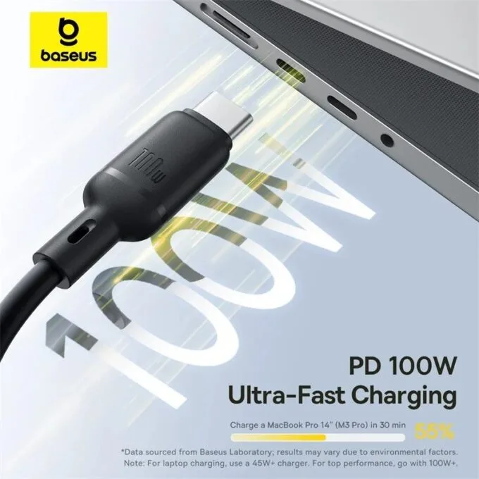 Baseus Cable 3in1 USB-C/Micro/Light to USB-C Silky One-for-Three 100W 1.5m Black — image 4