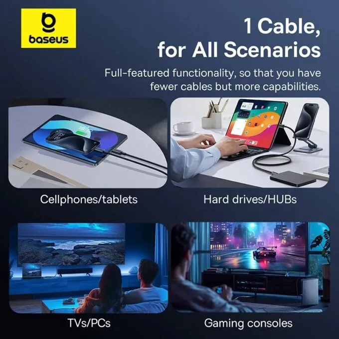 Baseus Crystal Shine USB 3.2 Full-Featured Fast-Charging Data Cable USB-C to USB-C 100W 1.5m 20Gb Cluster Black — image 2