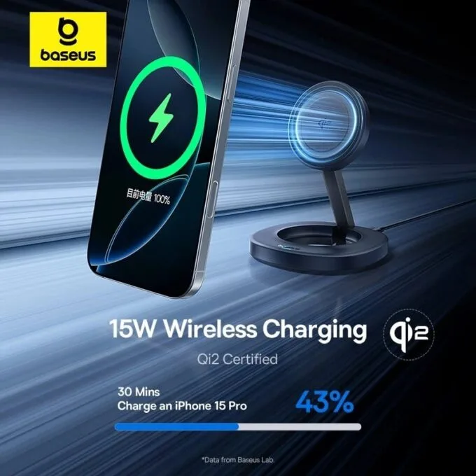 Baseus Charger Desktop Wireless 15W Qi2 Incl Cable+20W Charger ENERFILL FF11 — image 2