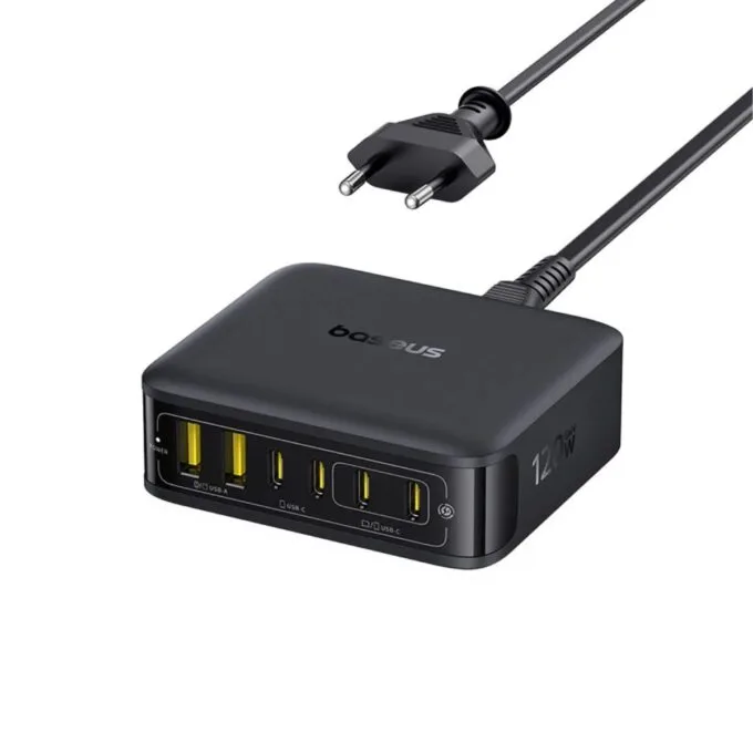 Baseus Charger Desktop  120W 4 USB C+2 USB A, PD3.0, GaN, EnerFill FH21   Cosmic Black — image 1