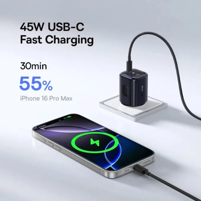 Baseus Charger Wall 45W 2x TYPE C PicoGo AN13 EU Cosmic Black — image 2