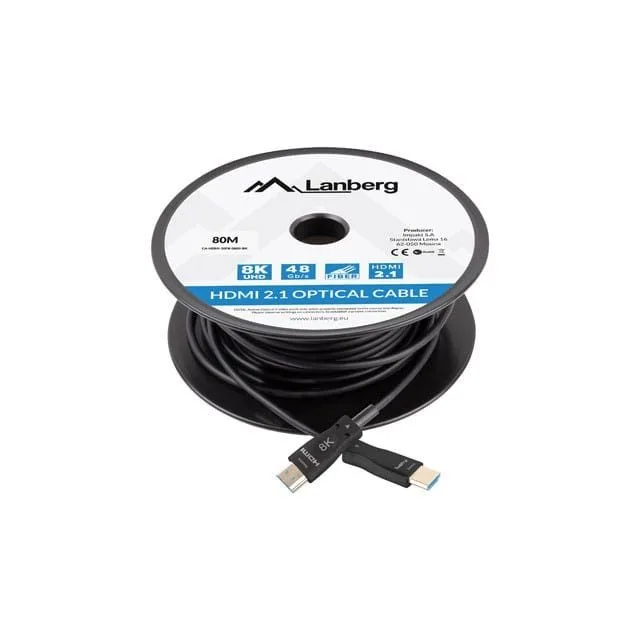 Lanberg HDMI cable v2.1 M/M 80m 8K 30Hz black optical AOC — image 2