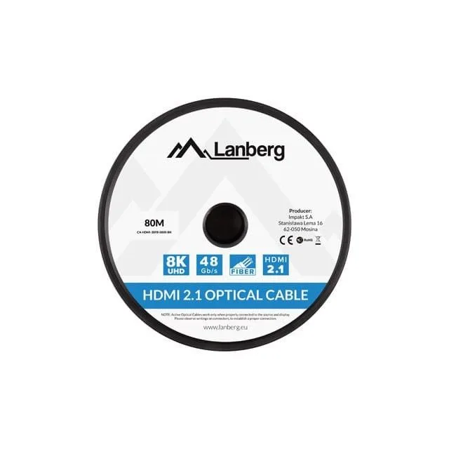 Lanberg HDMI cable v2.1 M/M 80m 8K 30Hz black optical AOC — image 4
