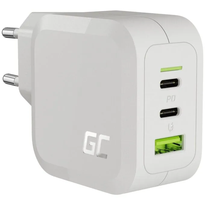 Green Cell 2x USB-C 1x USB-A 65W GAN white — image 1
