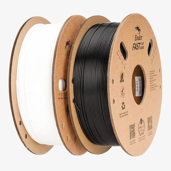 Creality Ender Fast PLA Value Pack 2Kg White - Black 300mm/s 3D Printer Filament  2x1 kg Spool,1.76 — image 1
