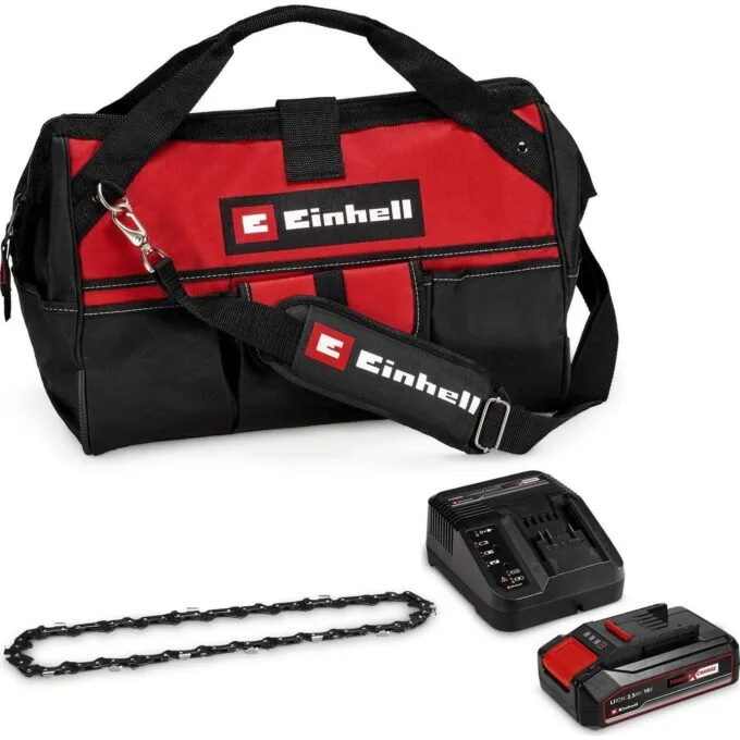 Einhell GE-PS 18/15 Li included: battery, charger, bag and extra chain — image 5