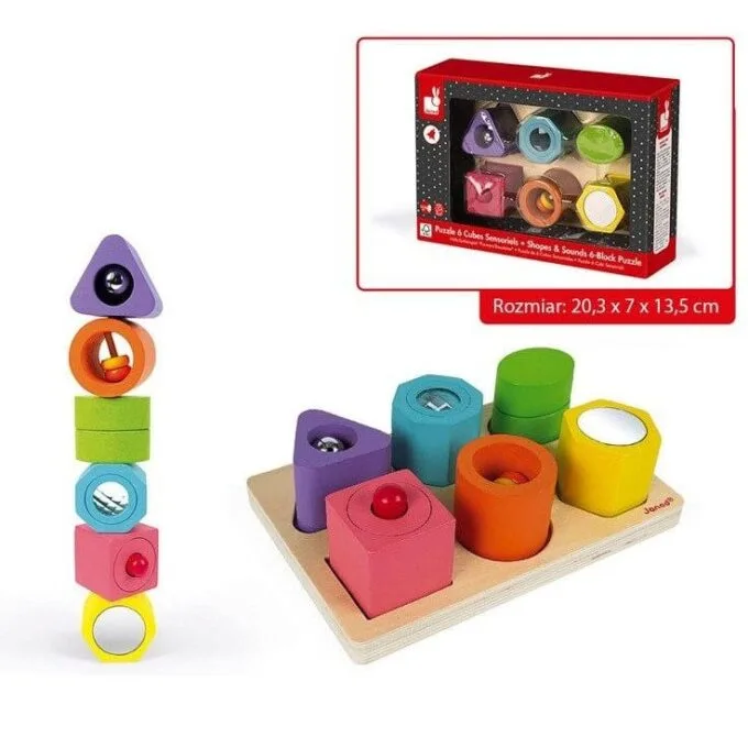 Janod Jigsaw Wooden Sensory Shapes and Sounds — image 3