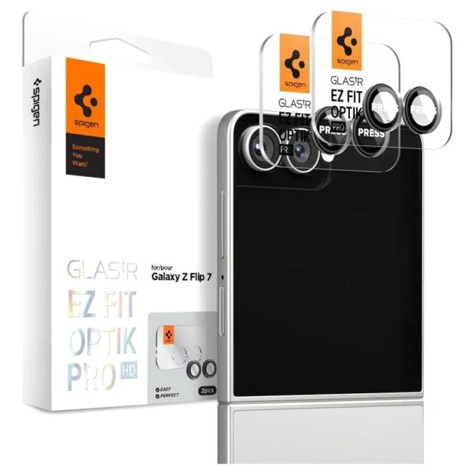 Spigen Optik Pro HD Glas.TR “EZ FIT” Camera Protector 2-pack Galaxy With Flip 7 Black — image 1
