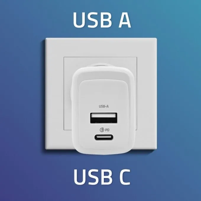 Qoltec 45W GaN| 5-20V | 1.5-3A | 1 x USB-C PD | 1 x USB QC 3.0 | White — image 2