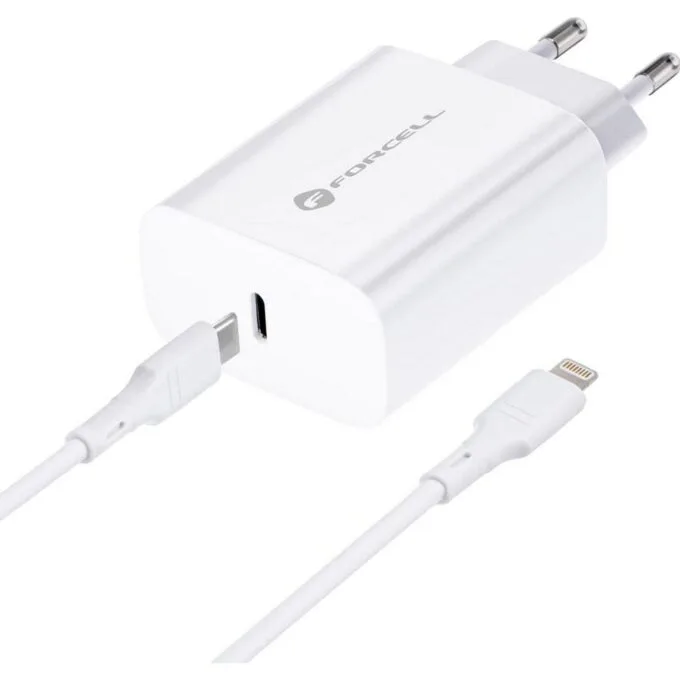FORCELL F-ENERGY TFK-TC-20WPD Typ C + kabel Typ C do Lightning PD QC4.0 3A 20W biała — image 2