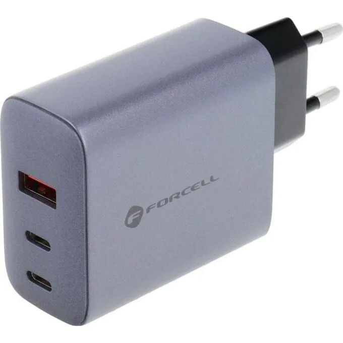 FORCELL F-ENERGY GaN VT-42B ładowarka sieciowa 2 x Typ C + USB A PD QC4.0 4A 65W szara — image 1