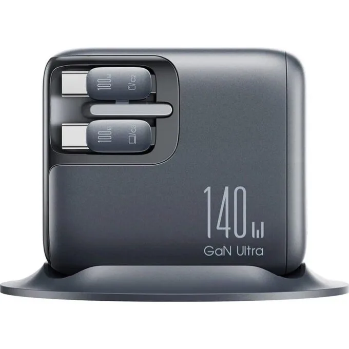 Joyroom Podix JR-TRD01 GaN 140W z 5 portami i podwójnymi zwijanymi kablami - szara — image 3