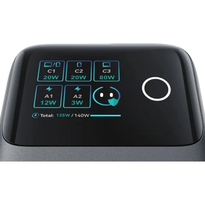 Joyroom Podix JR-TRD01 GaN 140W z 5 portami i podwójnymi zwijanymi kablami - szara — image 4