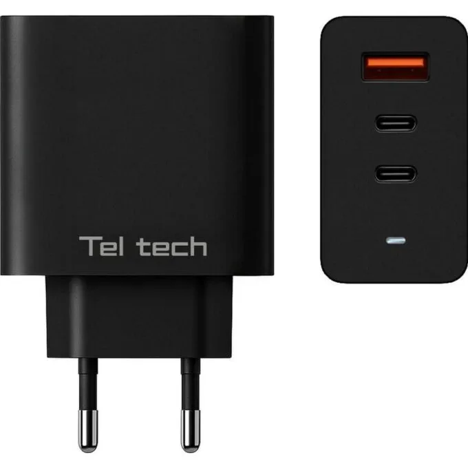 Teltech ładowarka sieciowa GaN USB / 2x Typ-C 65W czarnyTCH-07 — image 2